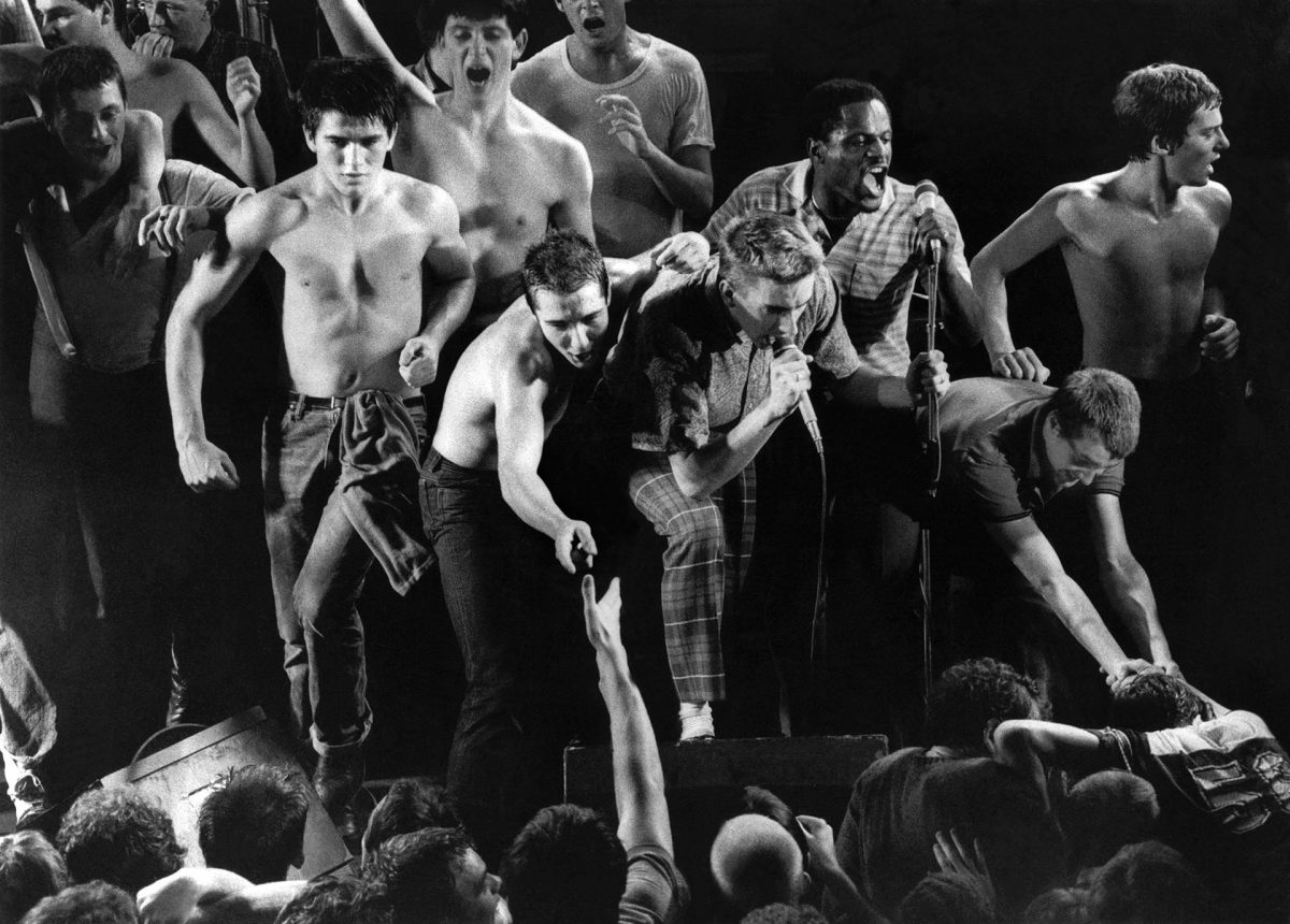 Specials concert in Brighton. Stage invasion brings the concert to a climax.